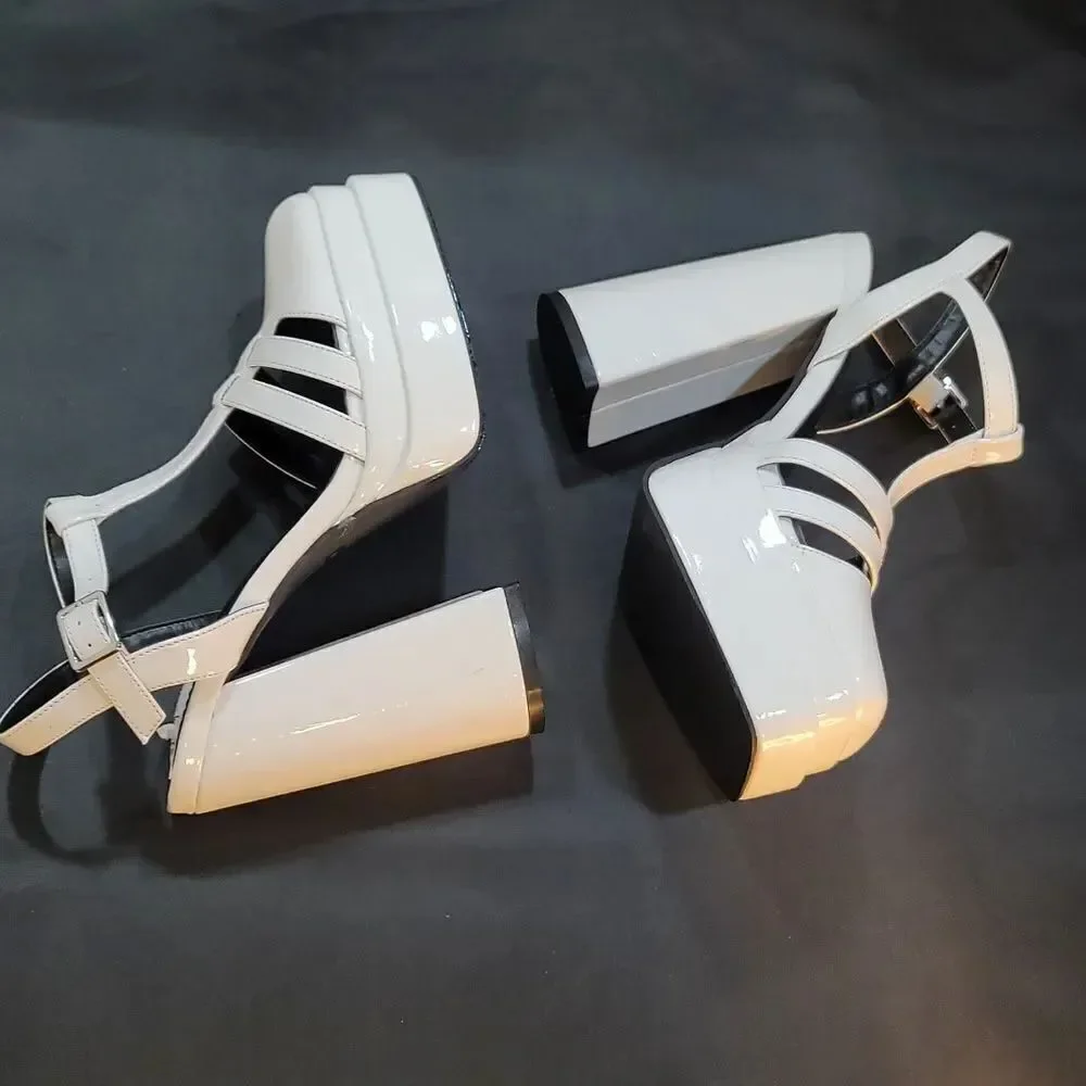 BRAND NEW SOUL PRINCESS PLAIN PLATFORM ANKLE CURVE WIDE HIGH HEEL SANDAL S2